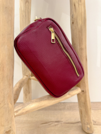 Leather classic crossbody bag - bordeaux