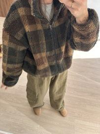 Teddy check jacket - army green