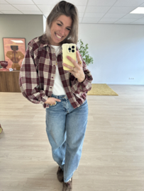 Check elastic blouse Azzurro - bordeaux