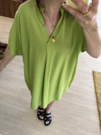 V-blouse pocket dress Azzurro - green