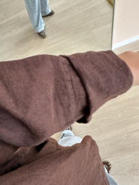 Linen blouse jacket - dark brown