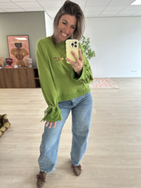 Bow cotton sweater Azzurro - green