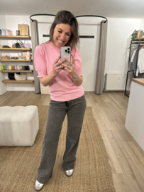 Button puff short pull Azzurro - pink light