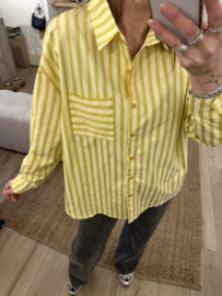Stripe button blouse Azzurro - yellow