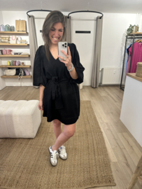 Puff pocket A-dress Azzurro - black
