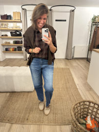 Check blouse Azzurro - dark bordeaux