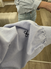 Bow stripe blouse - blue