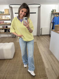 Stripe shortsleeve Azzurro - yellow/purple