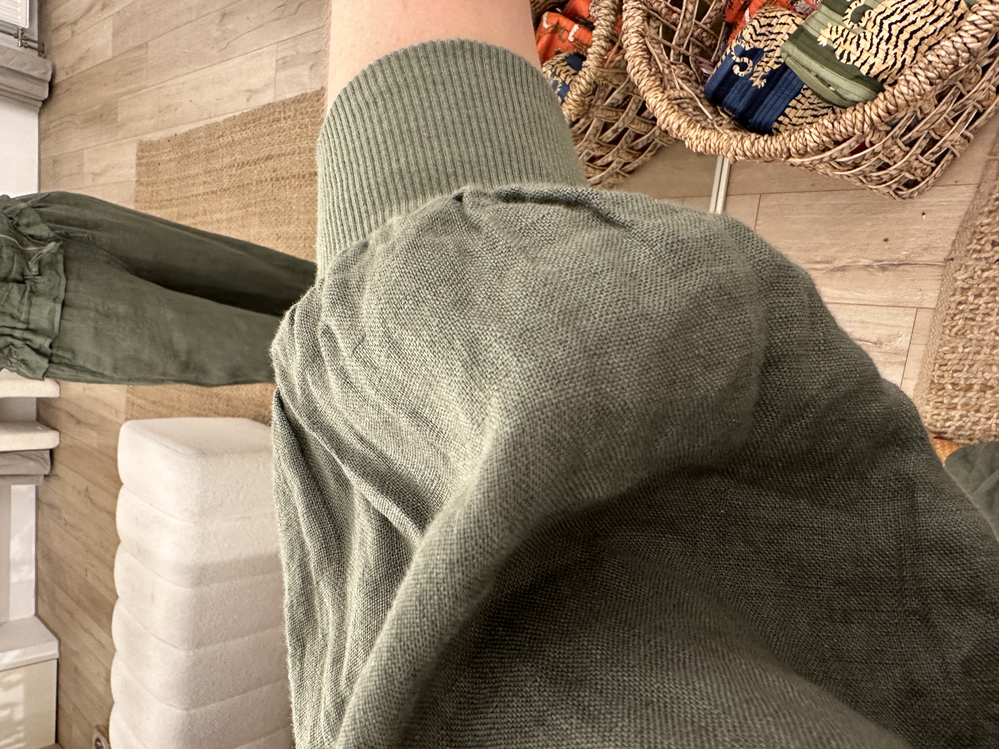 Linen short bomber - army green