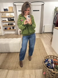 Stripe alpaca cardigan Azzurro - green