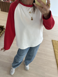 Baseball sweater pull - red