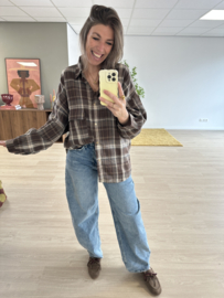 Check pocket blouse - dark brown 2.0
