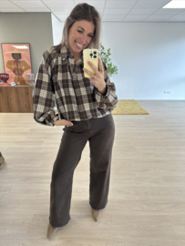 Check elastic blouse Azzurro - brown