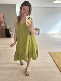 Linen bow dress - green