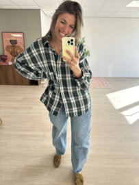 Check pocket blouse - dark green