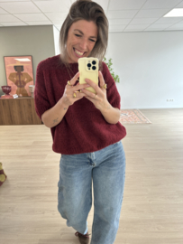 Knitted short pull Ambika - bordeaux