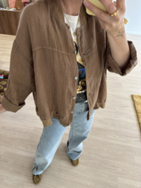 Linen blouse jacket - camel