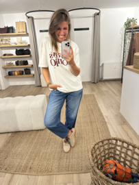 Text stud tee Ambika - white/bordeaux