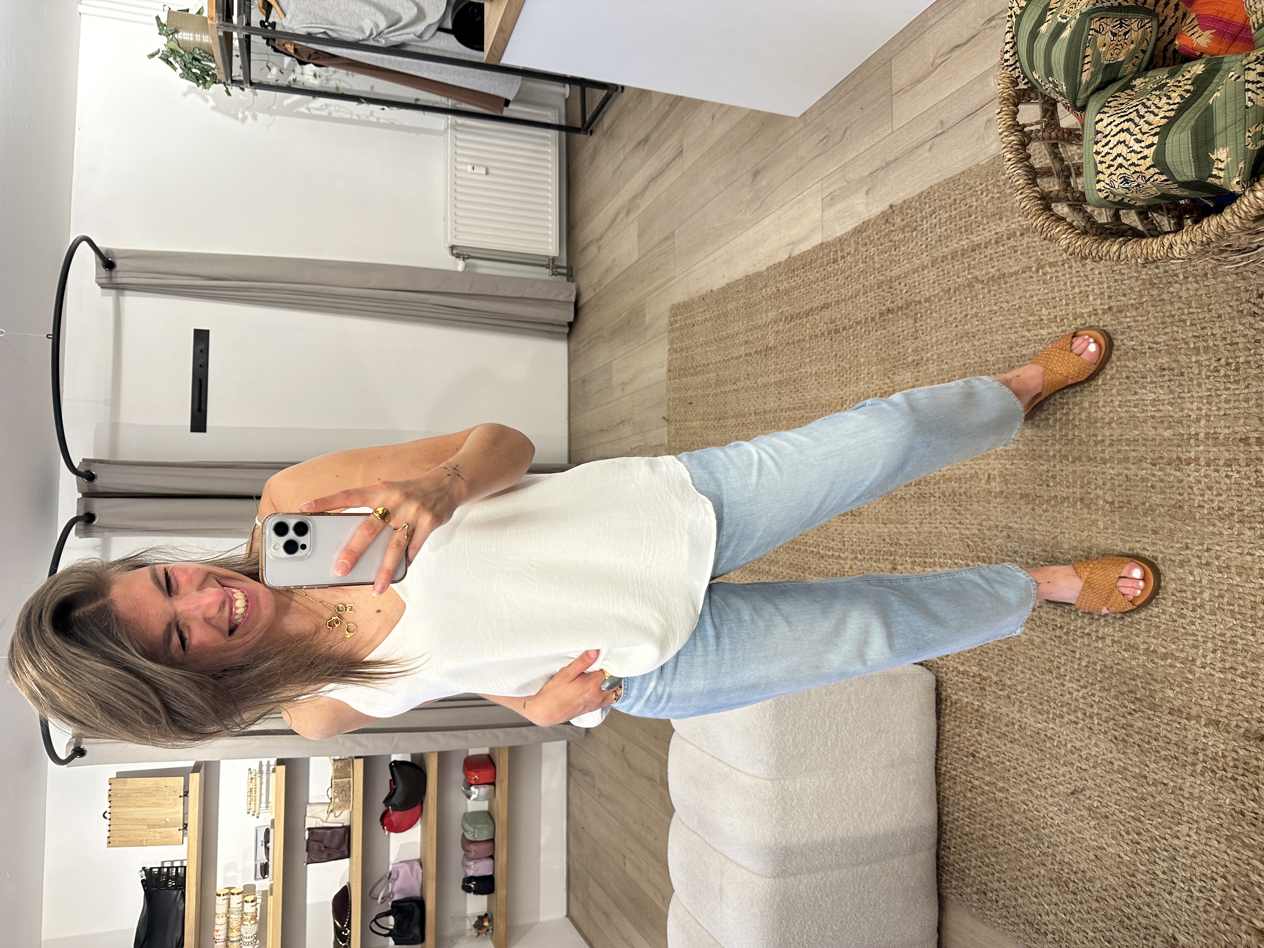 Basic V-top Azzurro - white