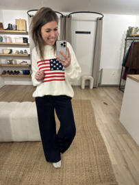 Flag knitted pull Azzurro - naturel