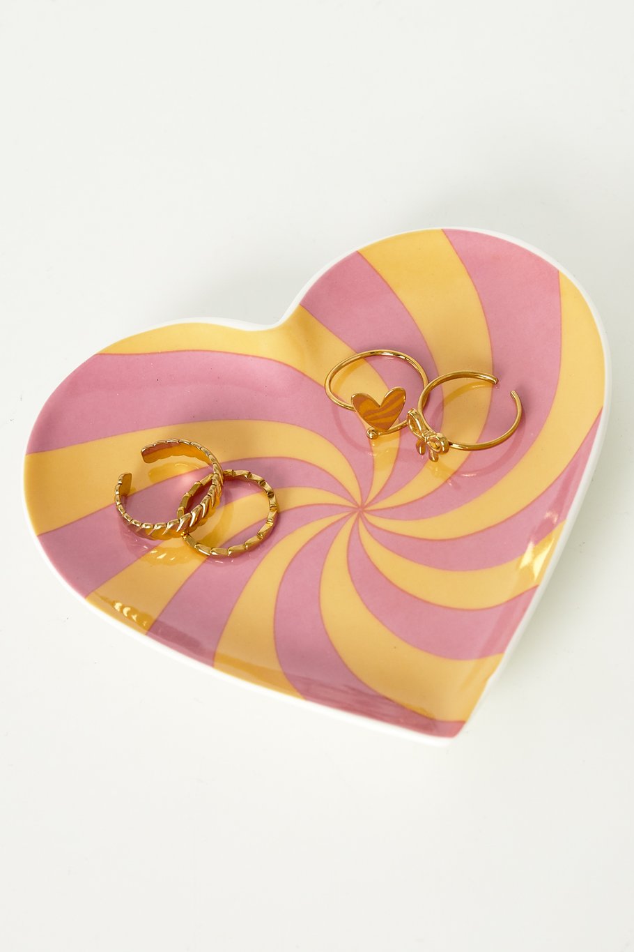Heart jewelry tray - swirl pink