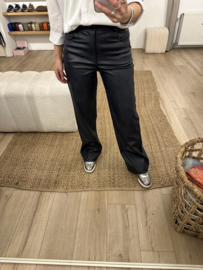 Leatherlook straight pants Azzurro - dark blue