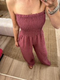 Linen jumpsuit - framboos