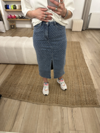 Jeans dot split skirt - blue