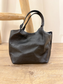Leather little pouch bag - black