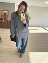 Check split blazer - dark blue