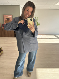 Check split blazer - dark blue
