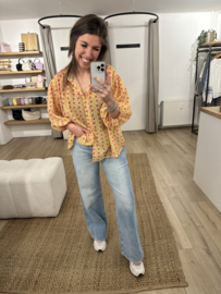 Summer wide blouse Azzurro - lime