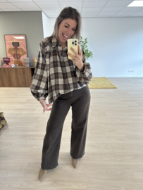 Check elastic blouse Azzurro - brown