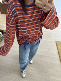 Stripe bow longsleeve - orange/purple