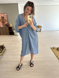 Linen knot dress - blue