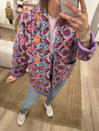 Print kimono jacket Azzurro - magenta/purple