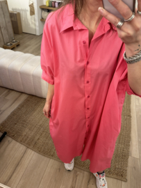 Cotton blouse dress Azzurro - pink