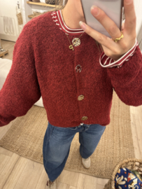 Bouclé button cardigan Azzurro - dark red