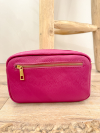 Leather classic crossbody bag - dark fuchsia