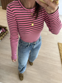 Rib longsleeve 2.0 Azzurro - pink/green