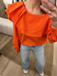 Off shoulder ruffle blouse - orange