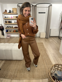 Leatherlook straight pants Azzurro - brown