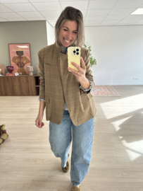 Check button blazer Azzurro - camel/beige