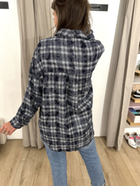 Glitter check button blouse Azzurro - blue