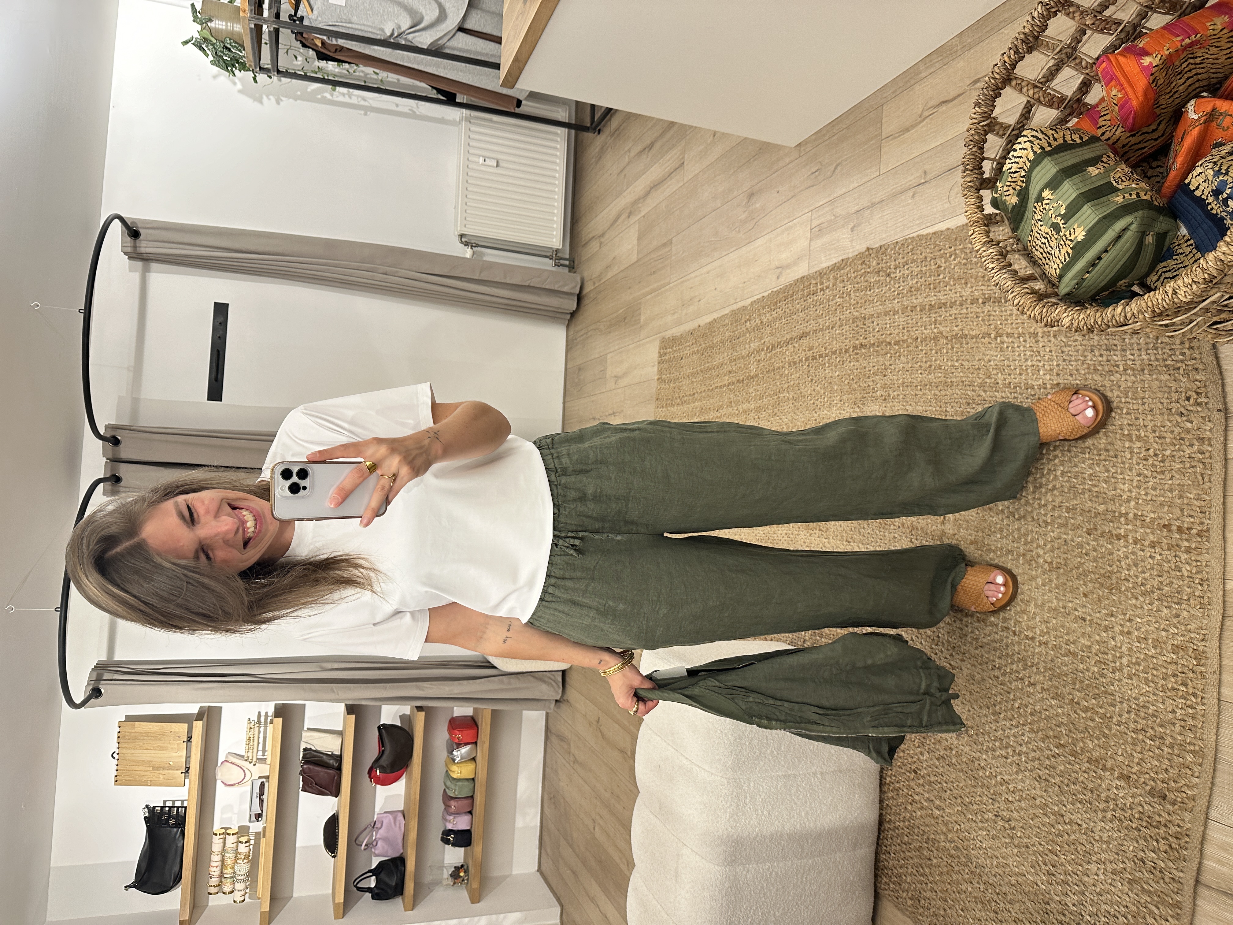 Linen pants - army green