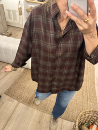 Check blouse Azzurro - dark bordeaux