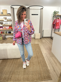 Print kimono jacket Azzurro - magenta/purple