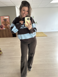 Knitted stripe lucky pull Azzurro - dark brown/blue light