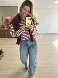 Stripe double longsleeve Azzurro - bordeaux/blue light