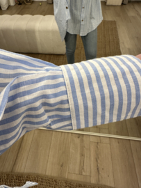 Stripe button oversized blouse - blue light